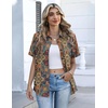 Zeagoo Button Down Shirts for Women Short Sleeve Tops Dressy Casual Blouses(Mz721-multicolored)