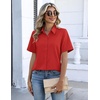 Zeagoo Button Down Shirts for Women Short Sleeve Tops Dressy Casual Blouses(Red)