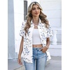 Zeagoo Button Down Shirts for Women Short Sleeve Tops Dressy Casual Blouses(Sp106- Leaves)