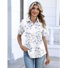 Zeagoo Button Down Shirts for Women Short Sleeve Tops Dressy Casual Blouses(Sp106- Leaves)