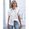 Zeagoo Button Down Shirts for Women Short Sleeve Tops Dressy Casual Blouses(Sp106- Leaves)