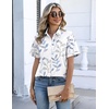 Zeagoo Button Down Shirts for Women Short Sleeve Tops Dressy Casual Blouses(Sp106- Leaves)