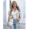 Zeagoo Button Down Shirts for Women Short Sleeve Tops Dressy Casual Blouses(Sp99-green Leaves)