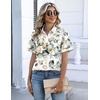 Zeagoo Button Down Shirts for Women Short Sleeve Tops Dressy Casual Blouses(Sp99-green Leaves)