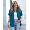 Zeagoo Button Down Shirts for Women Short Sleeve Tops Dressy Casual Blouses(Teal Blue)