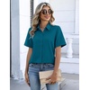 Zeagoo Button Down Shirts for Women Short Sleeve Tops Dressy Casual Blouses(Teal Blue)