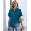 Zeagoo Button Down Shirts for Women Short Sleeve Tops Dressy Casual Blouses(Teal Blue)