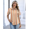 Zeagoo Button Down Shirts for Women Short Sleeve Tops Dressy Casual Blouses(Tw720-stripe)