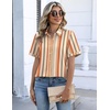 Zeagoo Button Down Shirts for Women Short Sleeve Tops Dressy Casual Blouses(Tw720-stripe)