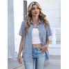 Zeagoo Button Down Shirts for Women Short Sleeve Tops Dressy Casual Blouses(Tz273- Blue Stripe)
