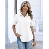 Zeagoo Button Down Shirts for Women Short Sleeve Tops Dressy Casual Blouses(White)