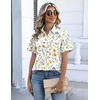 Zeagoo Button Down Shirts for Women Short Sleeve Tops Dressy Casual Blouses(Xh403-yellow Flowers)