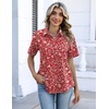 Zeagoo Button Down Shirts for Women Short Sleeve Tops Dressy Casual Blouses(Xh546-red)