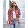 Zeagoo Button Down Shirts for Women Short Sleeve Tops Dressy Casual Blouses(Xh546-red)