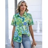 Zeagoo Button Down Shirts for Women Short Sleeve Tops Dressy Casual Blouses(Yg2-multicolored)
