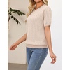 Zeagoo Cable Short Sleeve Sweaters for Women Summer Spring Cute Tops 2026 Trendy Business Causal Outfits Work Blouses Clothes(Apricot)