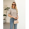 Zeagoo Cable Short Sleeve Sweaters for Women Summer Spring Cute Tops 2026 Trendy Business Causal Outfits Work Blouses Clothes(Apricot Green Stripe)