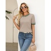 Zeagoo Cable Short Sleeve Sweaters for Women Summer Spring Cute Tops 2026 Trendy Business Causal Outfits Work Blouses Clothes(Apricot Green Stripe)