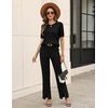 Zeagoo Cable Short Sleeve Sweaters for Women Summer Spring Cute Tops 2026 Trendy Business Causal Outfits Work Blouses Clothes(Black)
