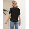 Zeagoo Cable Short Sleeve Sweaters for Women Summer Spring Cute Tops 2026 Trendy Business Causal Outfits Work Blouses Clothes(Black White Stripe)