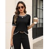 Zeagoo Cable Short Sleeve Sweaters for Women Summer Spring Cute Tops 2026 Trendy Business Causal Outfits Work Blouses Clothes(Black White Stripe)