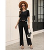 Zeagoo Cable Short Sleeve Sweaters for Women Summer Spring Cute Tops 2026 Trendy Business Causal Outfits Work Blouses Clothes(Black White Stripe)