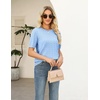 Zeagoo Cable Short Sleeve Sweaters for Women Summer Spring Cute Tops 2026 Trendy Business Causal Outfits Work Blouses Clothes(Blue)