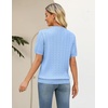 Zeagoo Cable Short Sleeve Sweaters for Women Summer Spring Cute Tops 2026 Trendy Business Causal Outfits Work Blouses Clothes(Blue)