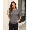 Zeagoo Cable Short Sleeve Sweaters for Women Summer Spring Cute Tops 2026 Trendy Business Causal Outfits Work Blouses Clothes(Coffee)