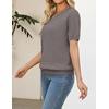 Zeagoo Cable Short Sleeve Sweaters for Women Summer Spring Cute Tops 2026 Trendy Business Causal Outfits Work Blouses Clothes(Coffee)