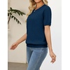 Zeagoo Cable Short Sleeve Sweaters for Women Summer Spring Cute Tops 2026 Trendy Business Causal Outfits Work Blouses Clothes(Dark Blue)