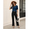 Zeagoo Cable Short Sleeve Sweaters for Women Summer Spring Cute Tops 2026 Trendy Business Causal Outfits Work Blouses Clothes(Dark Blue)