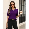 Zeagoo Cable Short Sleeve Sweaters for Women Summer Spring Cute Tops 2026 Trendy Business Causal Outfits Work Blouses Clothes(Dark Purple)