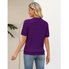 Zeagoo Cable Short Sleeve Sweaters for Women Summer Spring Cute Tops 2026 Trendy Business Causal Outfits Work Blouses Clothes(Dark Purple)