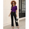 Zeagoo Cable Short Sleeve Sweaters for Women Summer Spring Cute Tops 2026 Trendy Business Causal Outfits Work Blouses Clothes(Dark Purple)