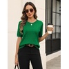 Zeagoo Cable Short Sleeve Sweaters for Women Summer Spring Cute Tops 2026 Trendy Business Causal Outfits Work Blouses Clothes(Green)