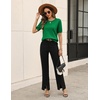 Zeagoo Cable Short Sleeve Sweaters for Women Summer Spring Cute Tops 2026 Trendy Business Causal Outfits Work Blouses Clothes(Green)
