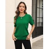 Zeagoo Cable Short Sleeve Sweaters for Women Summer Spring Cute Tops 2026 Trendy Business Causal Outfits Work Blouses Clothes(Green)