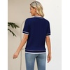 Zeagoo Cable Short Sleeve Sweaters for Women Summer Spring Cute Tops 2026 Trendy Business Causal Outfits Work Blouses Clothes(Navy Blue White Stripe)