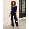 Zeagoo Cable Short Sleeve Sweaters for Women Summer Spring Cute Tops 2026 Trendy Business Causal Outfits Work Blouses Clothes(Navy Blue White Stripe)