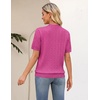 Zeagoo Cable Short Sleeve Sweaters for Women Summer Spring Cute Tops 2026 Trendy Business Causal Outfits Work Blouses Clothes(Rose Red)