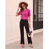 Zeagoo Cable Short Sleeve Sweaters for Women Summer Spring Cute Tops 2026 Trendy Business Causal Outfits Work Blouses Clothes(Rose Red)