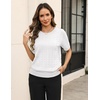 Zeagoo Cable Short Sleeve Sweaters for Women Summer Spring Cute Tops 2026 Trendy Business Causal Outfits Work Blouses Clothes(White)
