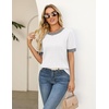 Zeagoo Cable Short Sleeve Sweaters for Women Summer Spring Cute Tops 2026 Trendy Business Causal Outfits Work Blouses Clothes(White Color Block)