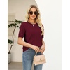 Zeagoo Cable Short Sleeve Sweaters for Women Summer Spring Cute Tops 2026 Trendy Business Causal Outfits Work Blouses Clothes(Wine Red)