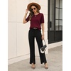 Zeagoo Cable Short Sleeve Sweaters for Women Summer Spring Cute Tops 2026 Trendy Business Causal Outfits Work Blouses Clothes(Wine Red)