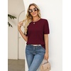 Zeagoo Cable Short Sleeve Sweaters for Women Summer Spring Cute Tops 2026 Trendy Business Causal Outfits Work Blouses Clothes(Wine Red)