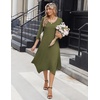 Zeagoo Midi Dresses Women 2026 Dress 3/4 Sleeve Casual Dresses with Pockets A Line Summer Beach Sundress(Army Green)