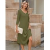 Zeagoo Midi Dresses Women 2026 Dress 3/4 Sleeve Casual Dresses with Pockets A Line Summer Beach Sundress(Army Green)