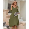 Zeagoo Midi Dresses Women 2026 Dress 3/4 Sleeve Casual Dresses with Pockets A Line Summer Beach Sundress(Army Green)